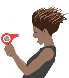 Illustration of girl with blowdryer