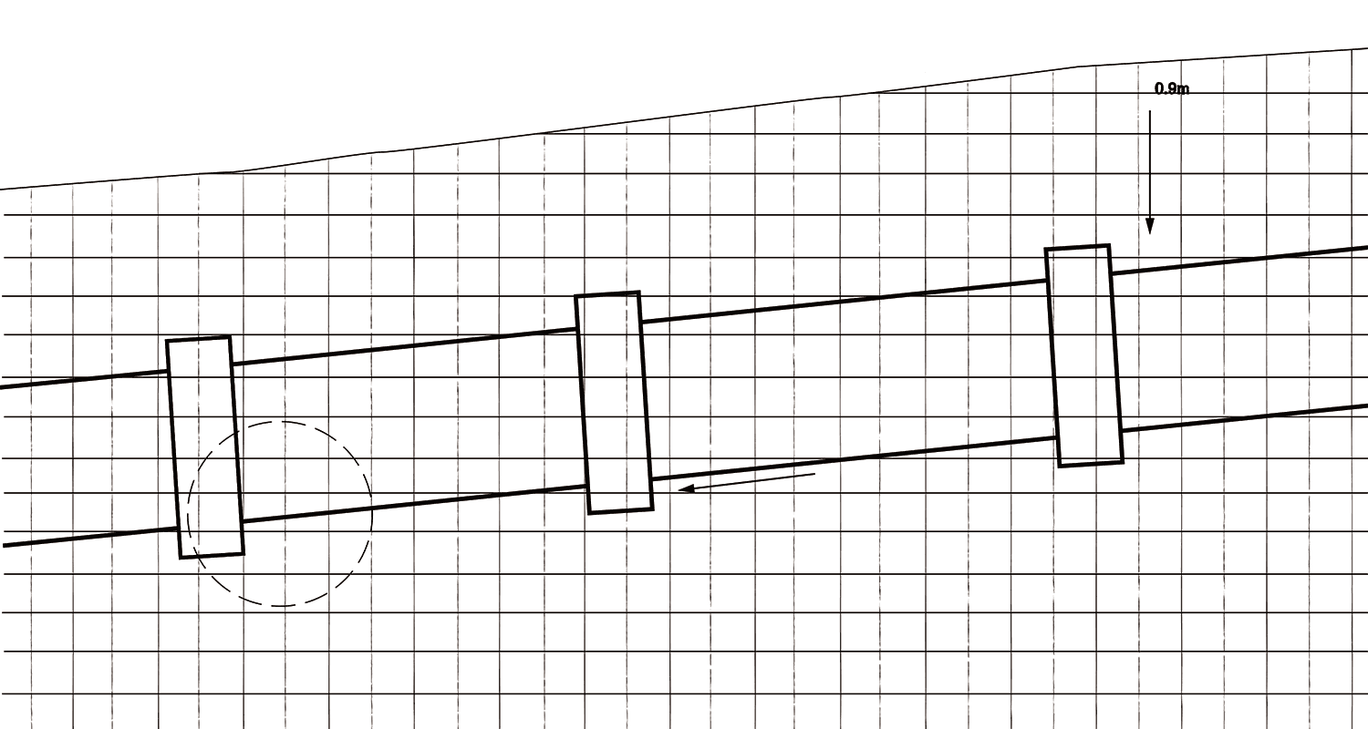 A blueprint-style illustration of a pipeline