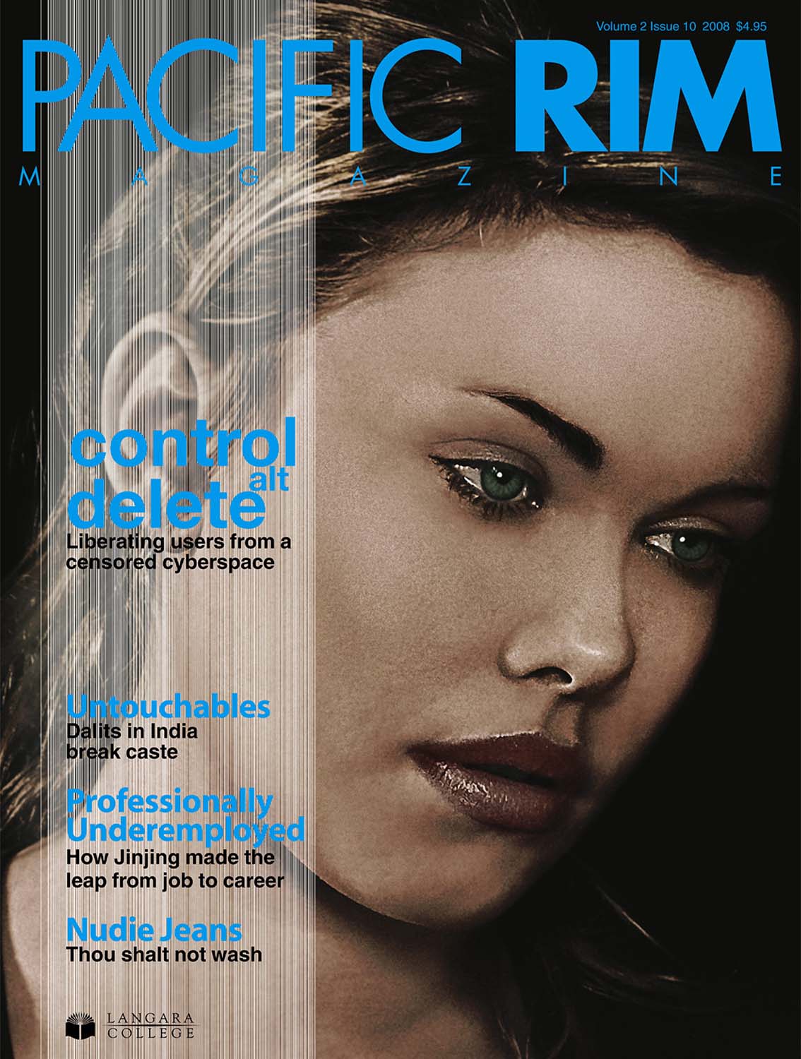 2008 Pacific Rim Cover, Closeup Portrait of Woman's Face.