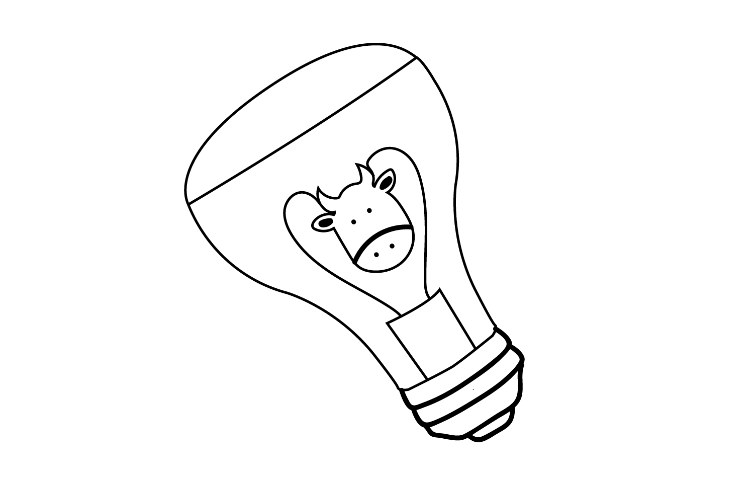 Illustration of Cow inside a lightbulb.