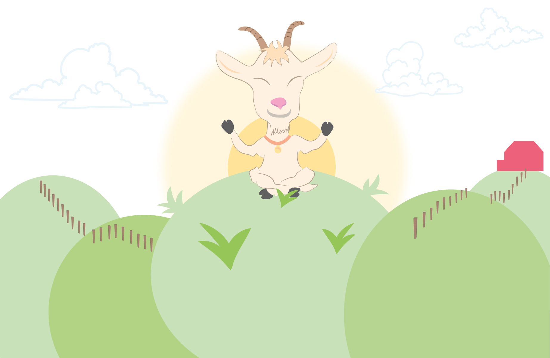 Goat doing yoga illustration