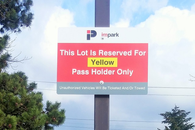 Yellow Preferred Lot Parking Spaces Filled