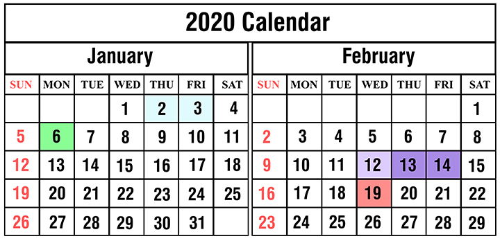Academic Dates – January 2020